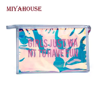 

Miyahouse laser makeup bag ladies cosmetic bag transparent waterproof PVC material travel cosmetic bag ladies toiletries storage