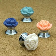 colourful flower copper brass base knob shiny silver drawer shoe cabinet pull flower type kids funiture