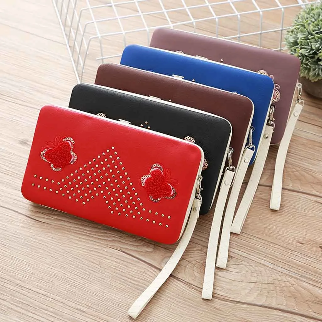 

Female Butterfly Long Wallet Lunch Box Wallet Clutch Bag Mobile Phone Bag Purse