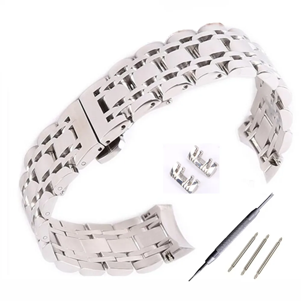 7 Beads 20mm Solid 316 Stainless Steel Bracelet Strap Watch Bands Strap
