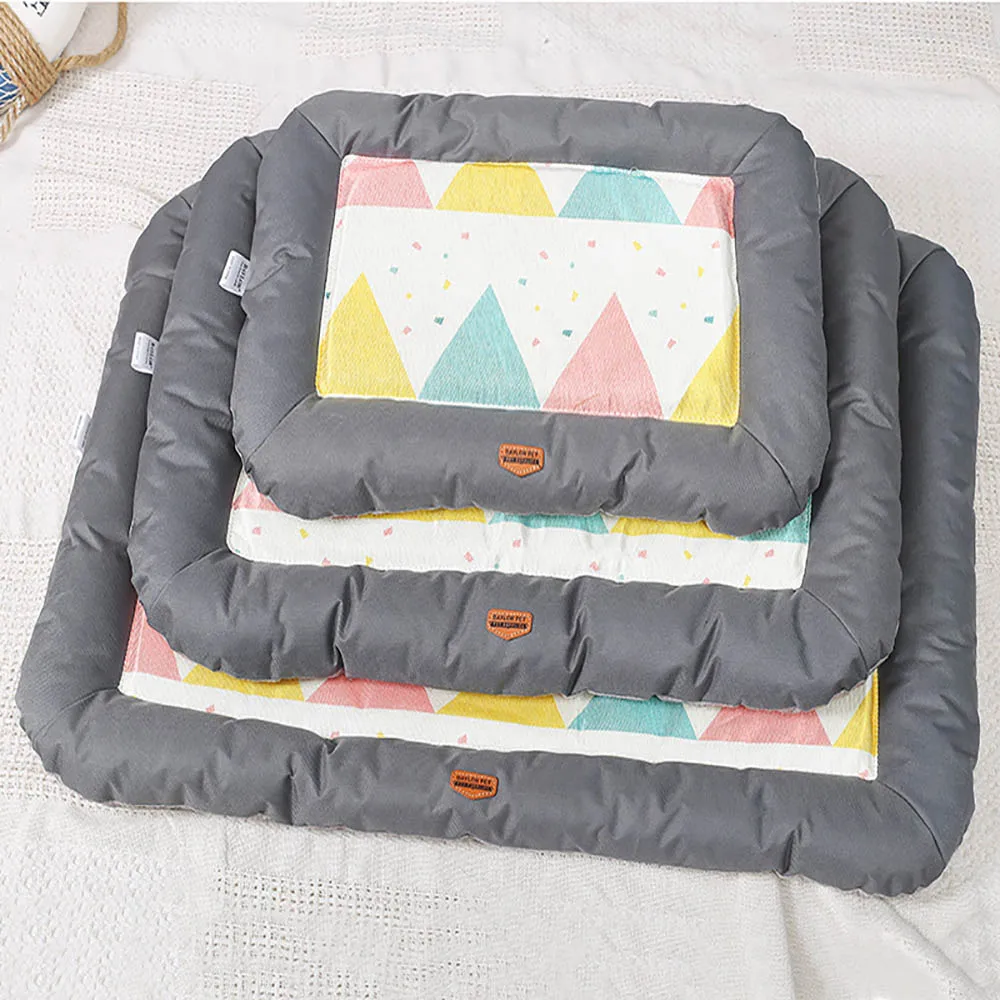 

Summer Dog Cooling Mat Pet Cat Bed Soft Sleeping Sofa For Puppy Kitty Cold Pad Cartoon Pattern Cushion 3 Size Breathable Mats