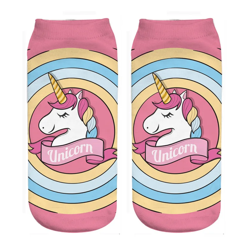 Новые Harajuku 3D носки с единорогами женские Kawaii лодыжки Licorne женские носки Calcetines Mujer