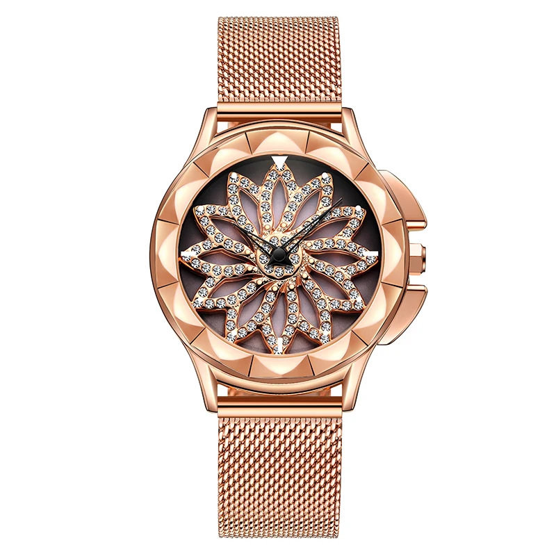 

BIDEN WOMEN Quartz Watch Top Brand Luxury Casual Fashion Flower Rhinestone Female Clock Steel Belt Dress Quartz Ladies Watch
