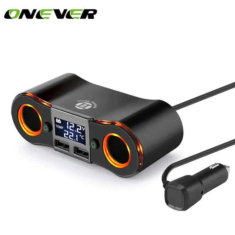 Автомобильное зарядное устройство Onever 3 5a 2 порта USB 80 Вт светодиодный дисплей ток