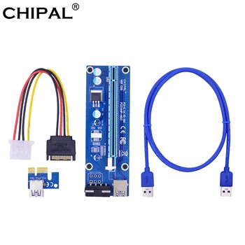 

CHIPAL 1M VER006 PCI-E Riser Card PCI Express PCIE 1X 16X Adapter USB 3.0 Cable SATA to 4Pin Power Cord for Mining Bitcoin Miner