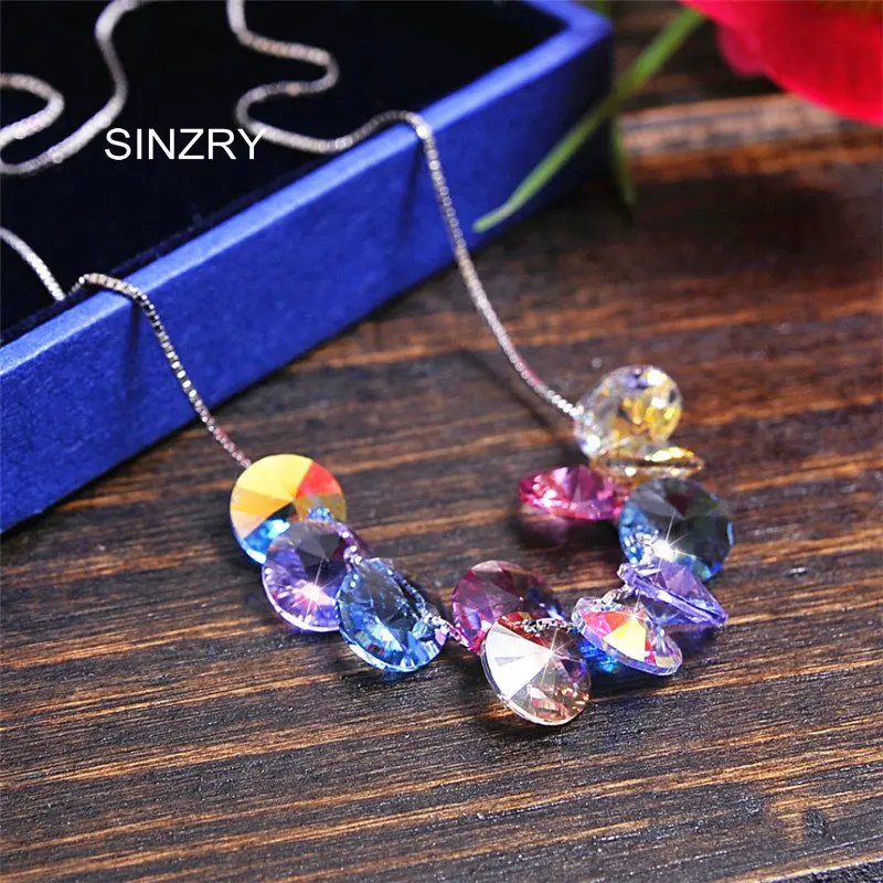 

SINZRY jewelry Hot import crystal chokers necklaces fashion 925 sterling silver handmade round plate crysta necklaces for women