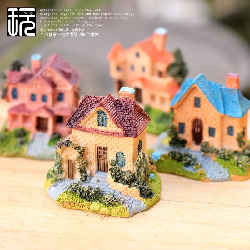 

Resin House & Villa Model Mini Garden Decoration Fairy Garden Miniature Terrariums Figurines DIY Plants Landscape Decoration