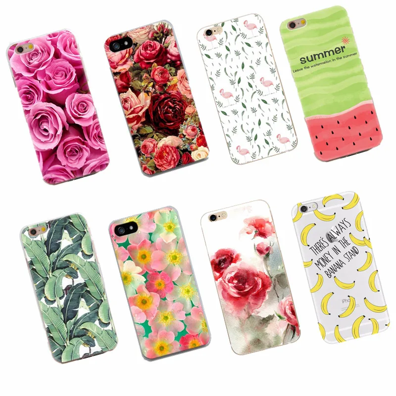 2018 чехлы для телефонов с цветами iPhone 6 6s Plus 7 5 SE Girl Flower Series 3 TPU чехол 8 X S | Мобильные