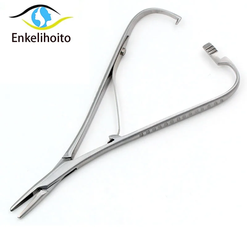 Stainless steel medical lock insert needle holder 14cm cosmetic plastic double eyelid surgery needle holder clamp 2