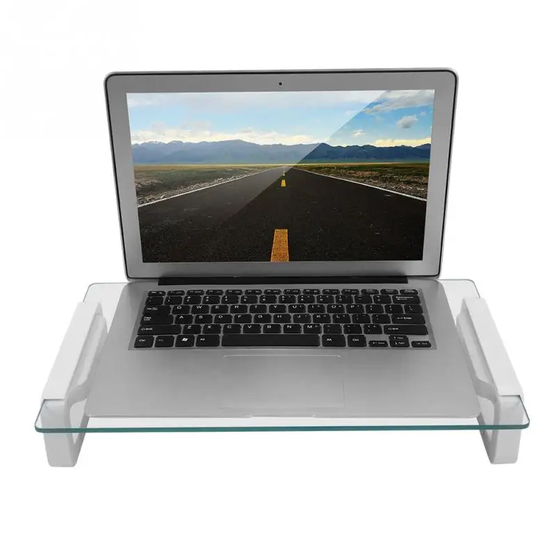 Tempered Glass Laptop Stand Concise Desktop Stand Holder Fast Heat Dissipation Stand Bracelet for Macbook Pro with 4 USB Ports