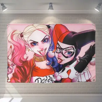 

"X contingent Harley Quinn" Cartoon Movie Poster Banners Children's Room Wall Decoration Hanging Art Waterproof Cloth Flags