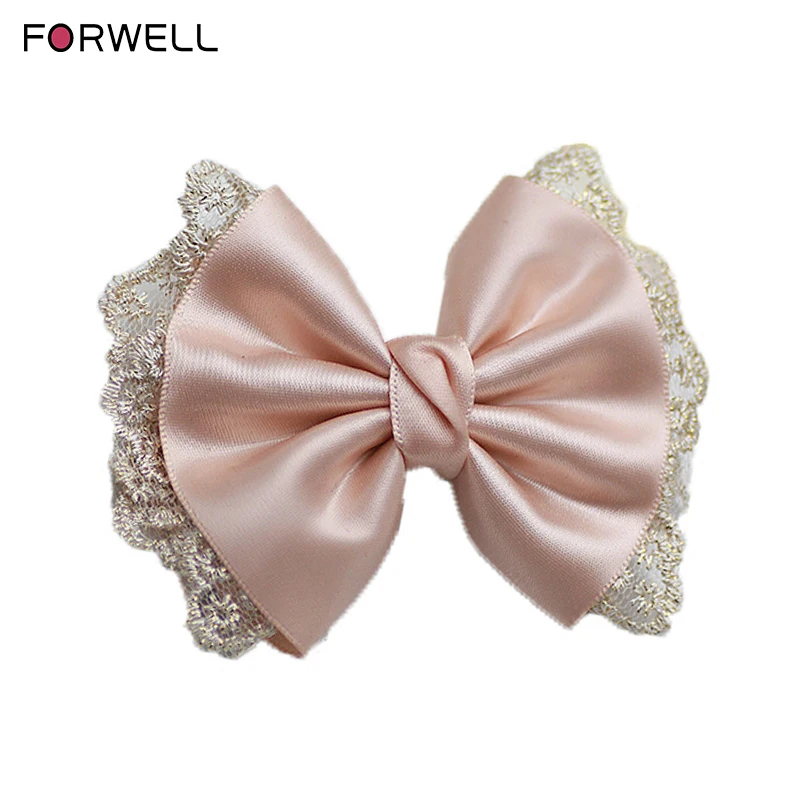 

Forwell Women Girls Bow Lace Hairpins Wedding Hair Accessories Pink Bow knot Tiara Head Flower New Hair Clip Tiara Bride Jewelry