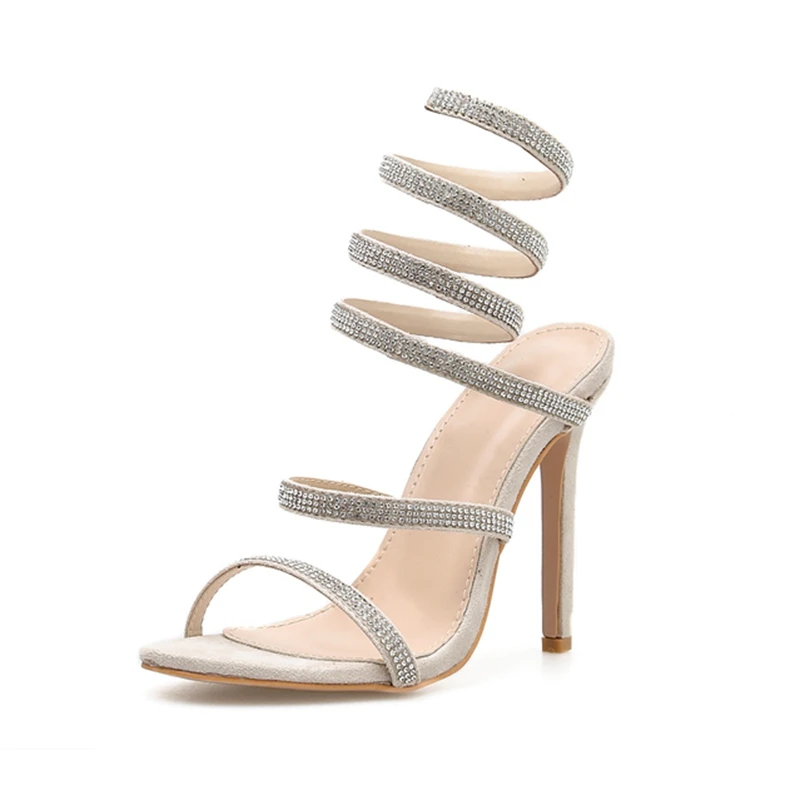 

2019 New Women's Summer Sandals Ankle Strap High Heels Platform Crystal Design Sexy Party Shoes For Women Size 35-40