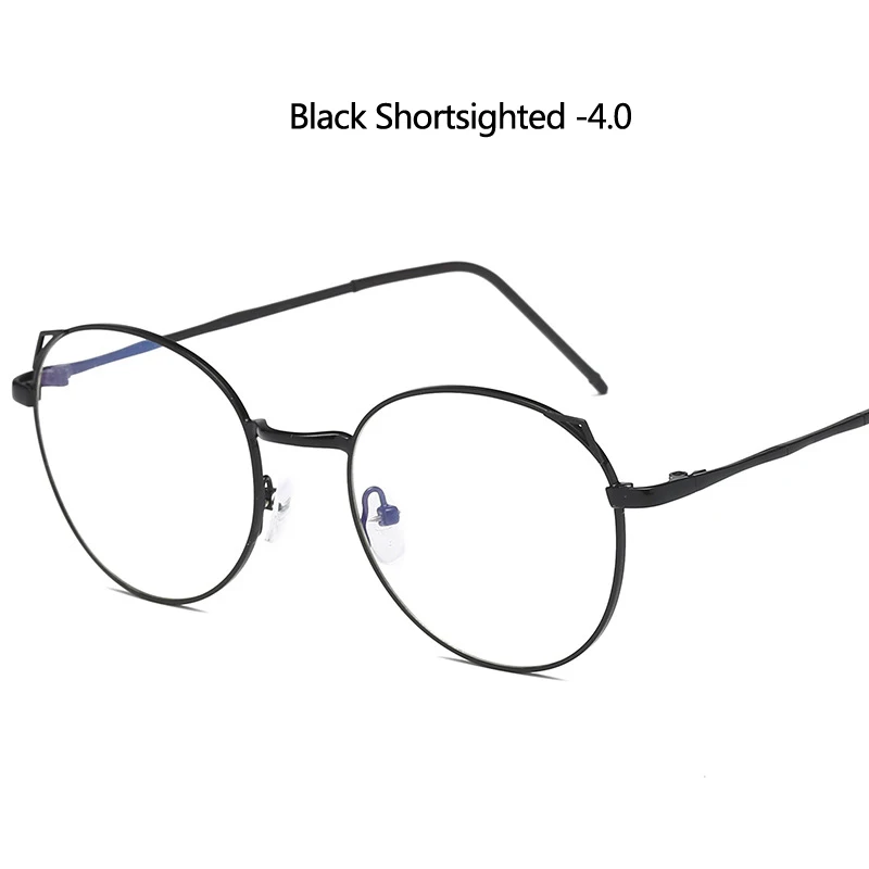 Zilead 1,56 Асферические кошачьи уши очки для близорукости для женщин и мужчин металлические зеленые Flime очки для близоруких очков - Цвет оправы: black myopia 4.0