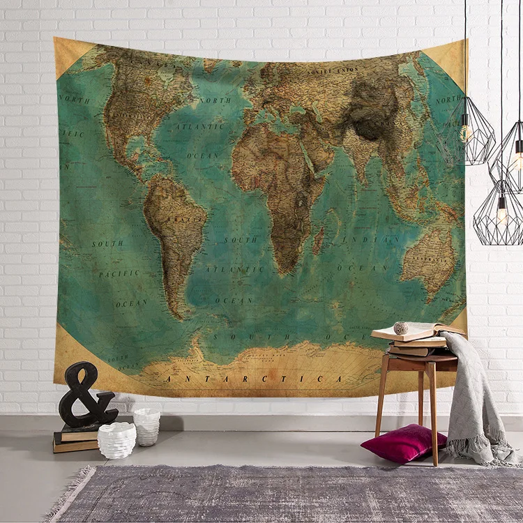 Retro World Map wall Tapestry Yoga Mat Blanket Room decor Sleeping pad Tapestry large carpet Wall hanging Tapestry 150x200cm