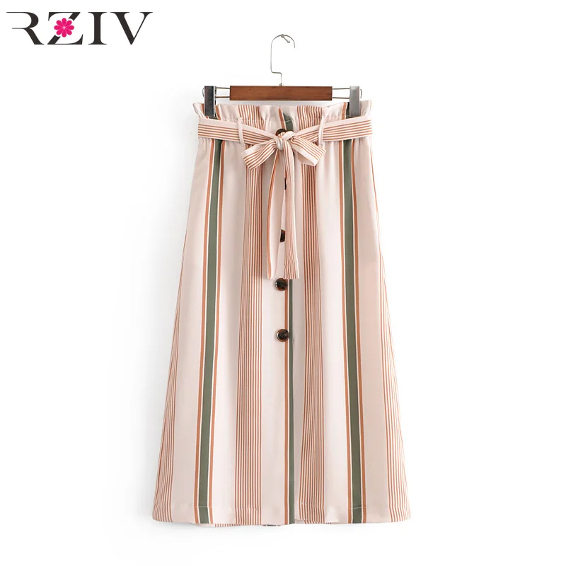 RZIV летние женские юбка повседневное Полосатый ремень юбка декоративная юбка
