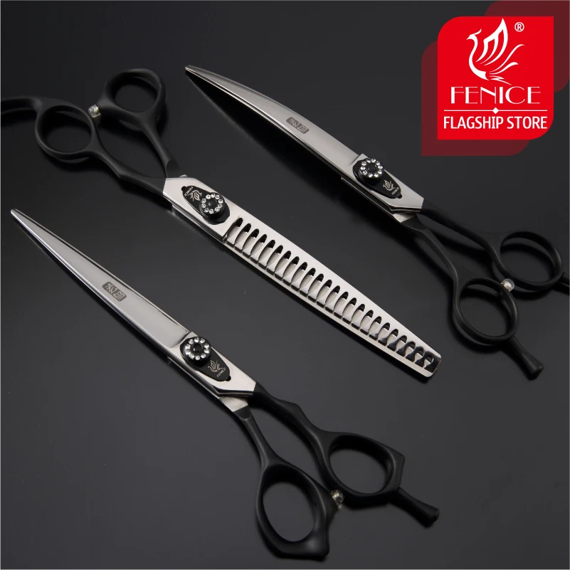 7.0/7.5/8.0 Professional Dog Grooming Scissors Cutting Straight Curved Thinning Shears Set Kit For Pomeranian dog grooming scissors dog grooming scissors kit