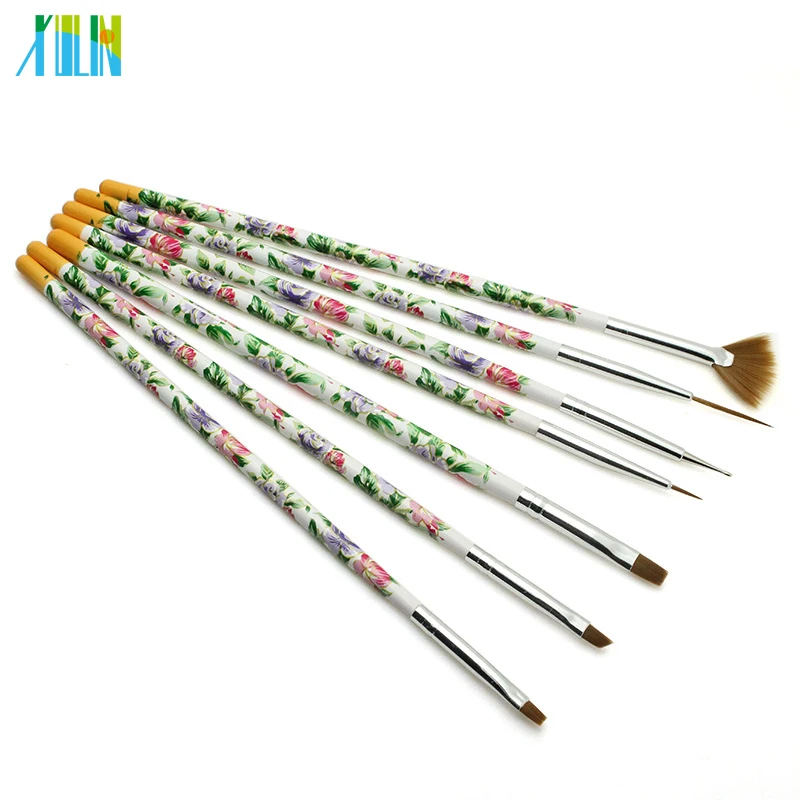 

7 Pcs/Set Flower Pattern Nail Brushes Makeup Brush Tools Beauty Nail Art Decoration Polish Drawing Brush Stone Dotting Tools
