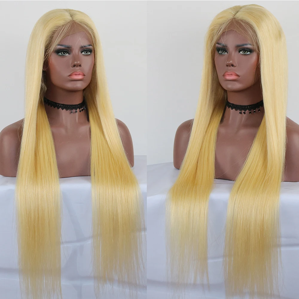 Eversilky 150 плотность бразильский мёд блондинка Remy человеческие волосы 360 кружевных фронтальных париков цвет 613 # Прямой полный кружево