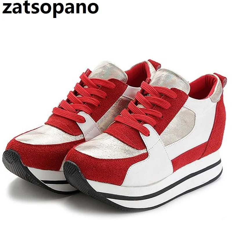 

Genuine Women High Heels Spring Autumn Fashion Casual Wedge Sneakers Woman Height Increasing Platform Shoes Zapatillas Deportiva