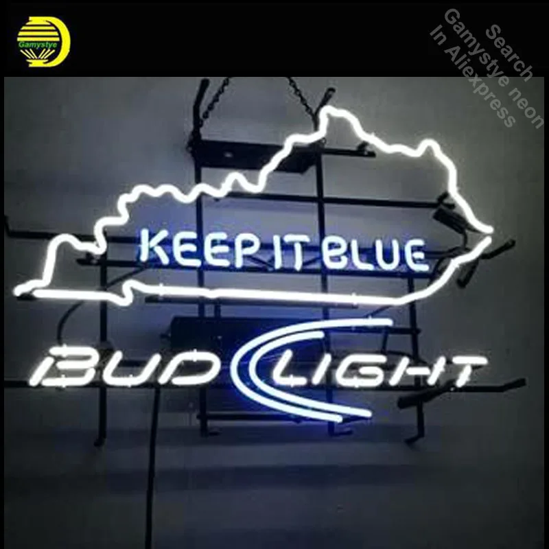 

Neon Signs for Keep It Blue Bud Light Neon bulb Sign Beer Bar Pub Neon Light Sign Store Display with board Lamps dropshipping