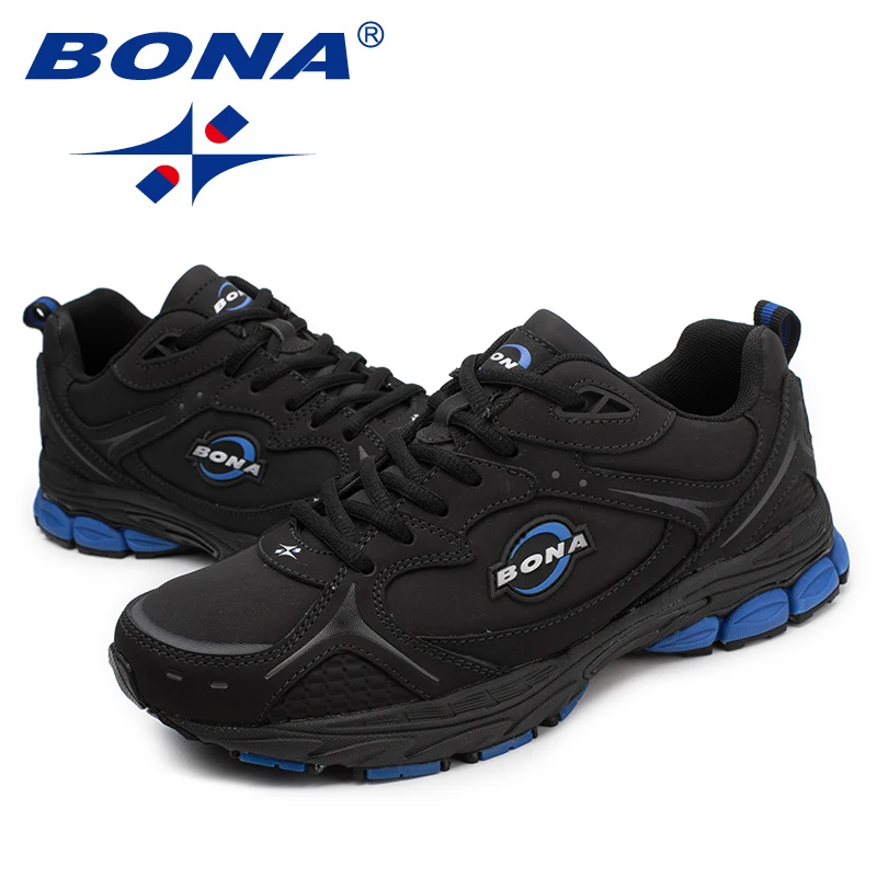 BONA New Classics Style Men Running Shoes Lace Up Men Sport Shoes Leather Men Outdoor Jogging Sneakers Comfortable free shipping 5