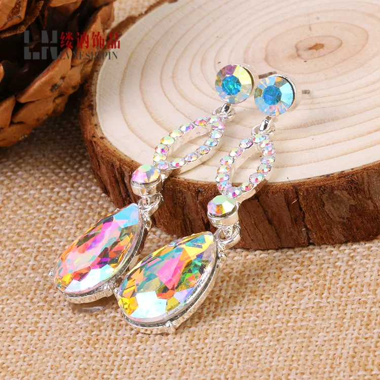 

Luxury fashion type water bride Earrings women long crystal Earrings 2018 hot selling