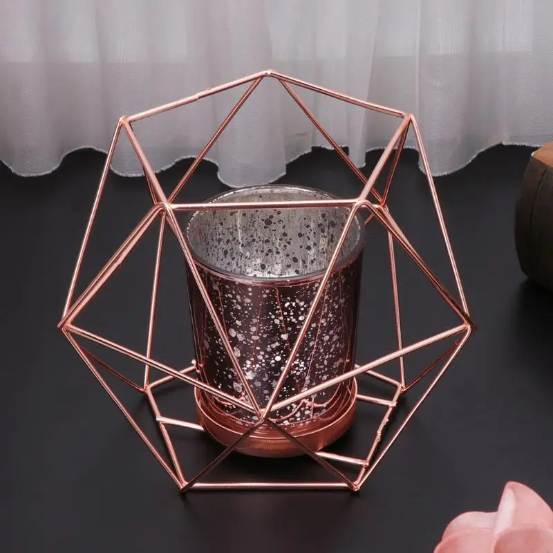 Nordic Style 3D Geometric Candlestick Metal Candle Holder Wedding Home Decor Hot