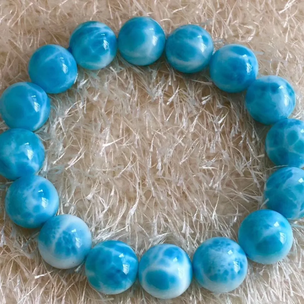 Larimar Stone Round Beads Bracelet (5)