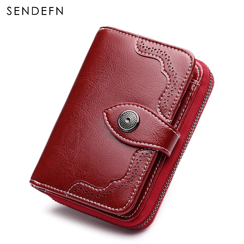 

SENDEFN 2018 New Wallet Women Purse Brand Coin Purse Zipper Wallet Female Short Wallet Women Split Leather Purse Small Purse