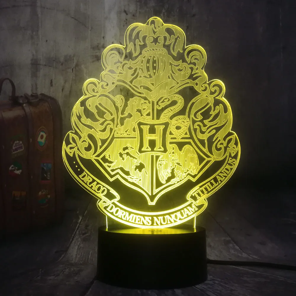  Cool Movie Fans HOGWARTS Magic School Emblem Logo 3D illusion LED Night Light Mood Desk Lamp Home D - 4000012208269