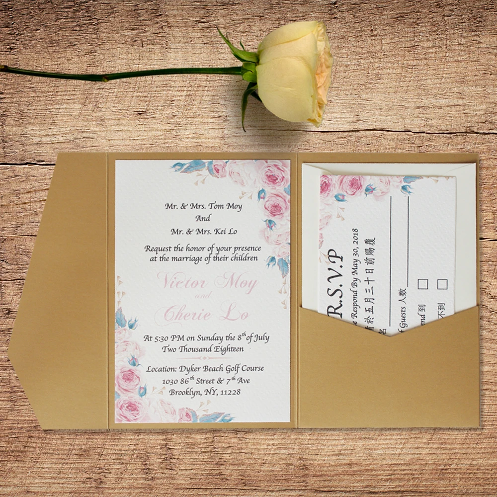 us 130 0 golden wedding invitations with rsvp customized wedding invitation set set of 50 in cards invitations from home garden on aliexpress wedding and rsvp invitations
