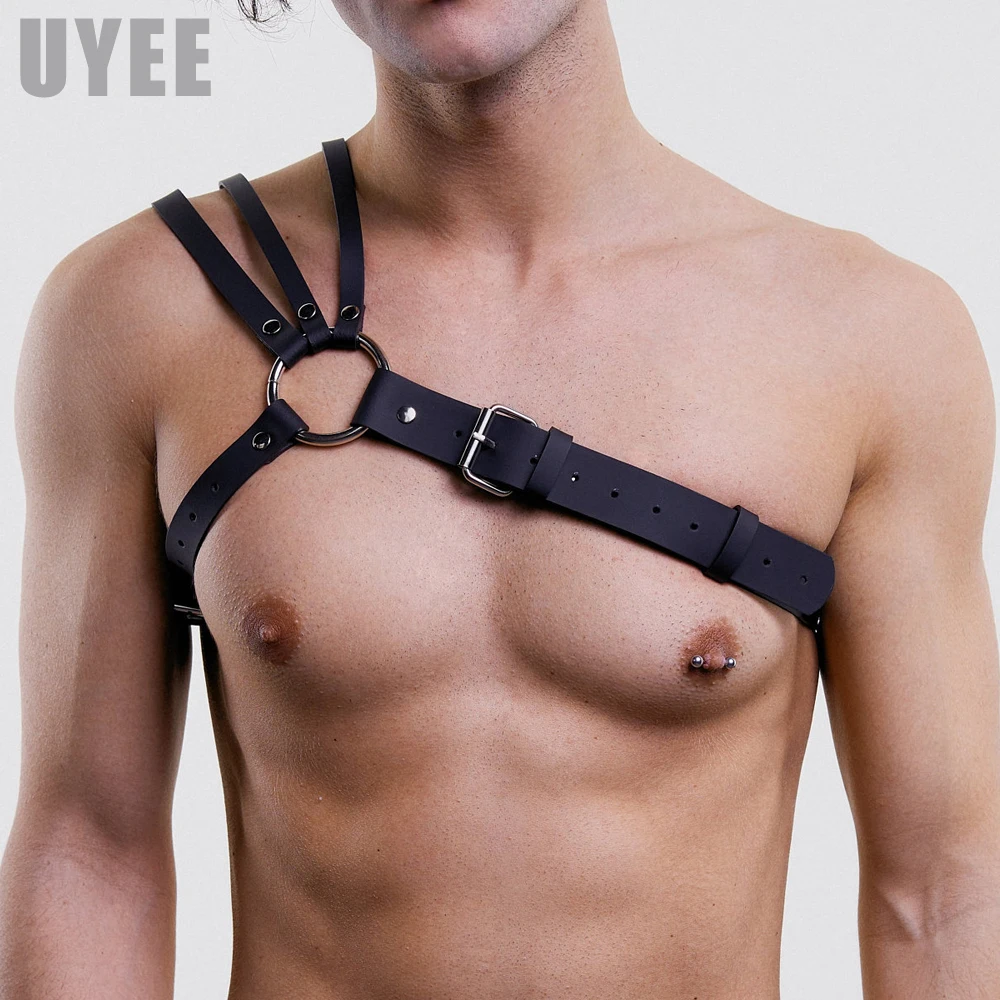 

UYEE Mens Harness PU Leather Belts Men Punk Adjustable Body Chest Straps Suspenders Belt Cosplay Costumes BDSM Bondage LM-063