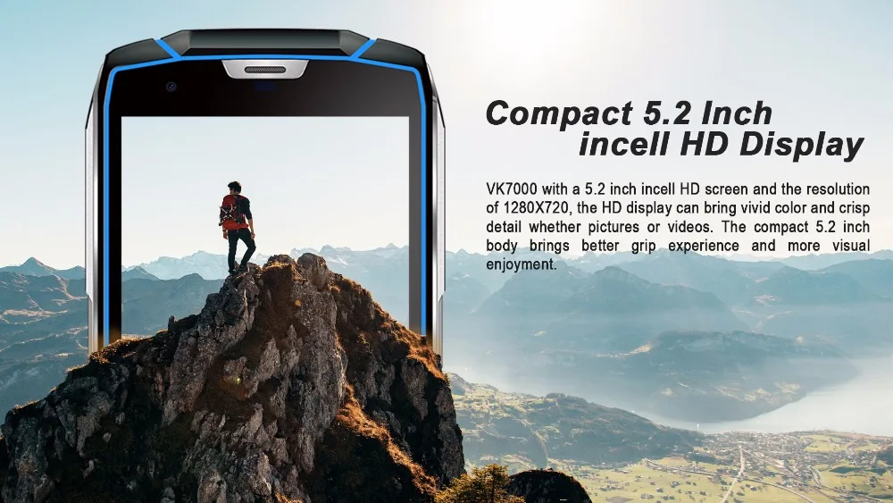 Vkworld VK7000 водонепроницаемый смартфон с IP68 5,2 "mtk6750t восемь ядер Android 8,0 5600 мАч 4 ГБ Оперативная память 64 ГБ Встроенная память 13mp Face ID мобильного