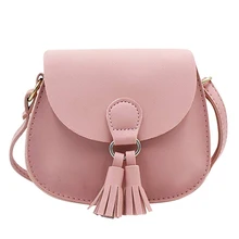 Cute Cat Tassel Shoulder Bag Small Mini Coin Purse Messenger Bag Crossbody Satchel For Kids Girls, Color D Pink(4.7x3.9