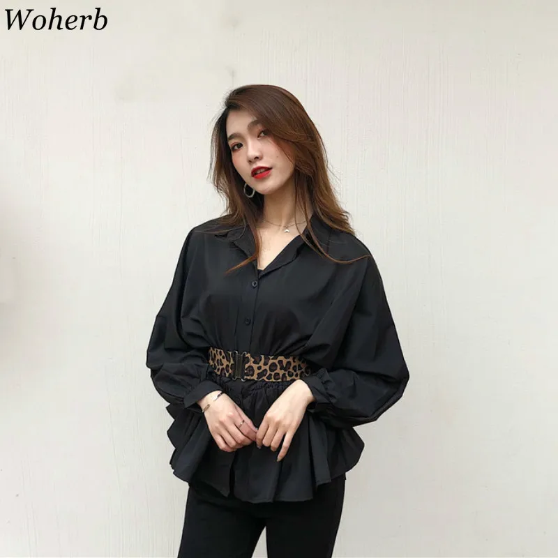 Блузка с длинным рукавом Woherb летняя элегантная свободная леопардовым принтом