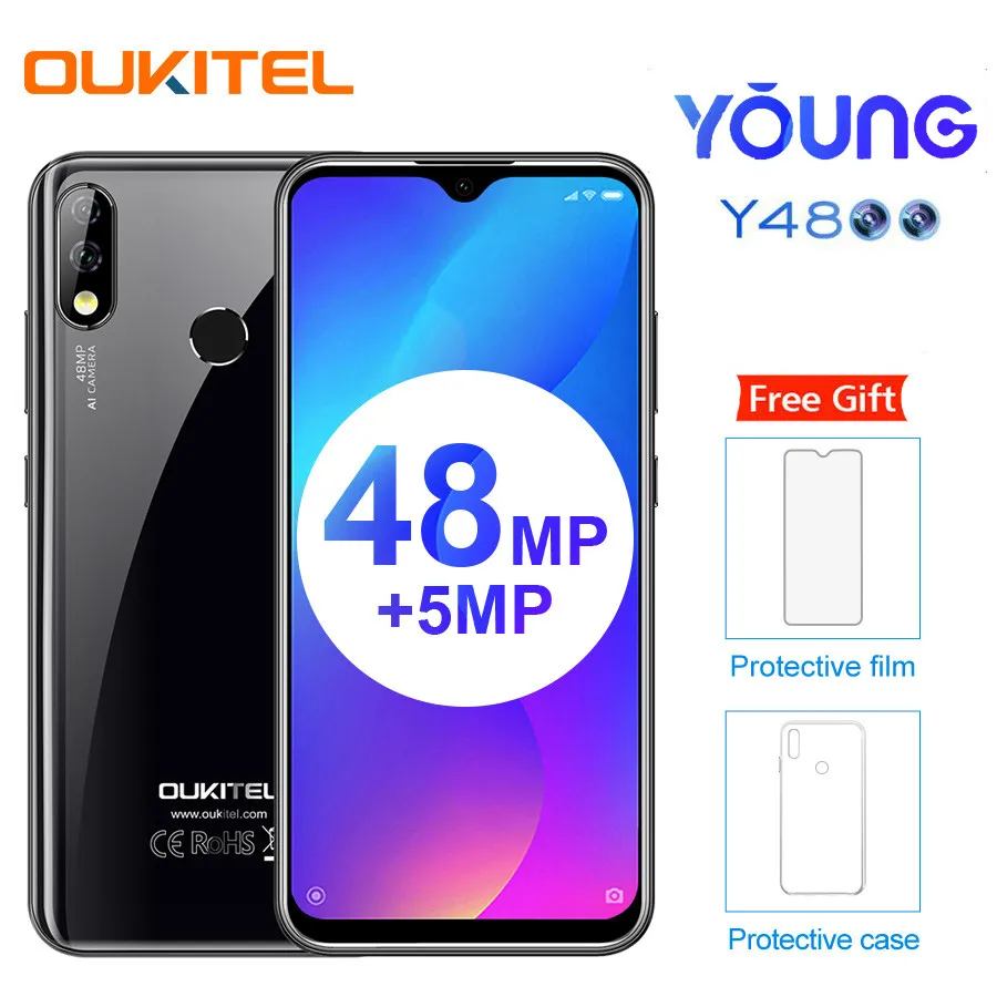 

OUKITEL Y4800 6.3" FHD+ Android 9.0 Pie 6GB 128GB Smartphone 4000mAh 9V/2A Quick Charge 48.0MP 4G Mobile Phone PK redmi note 7