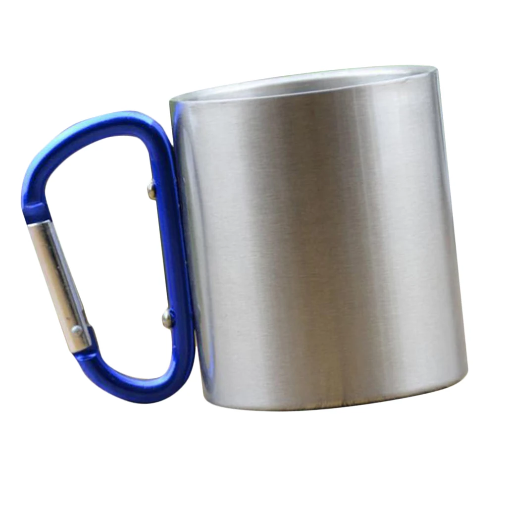 Amagogo 150ml Camping Mug Carabiner Lock Metal Outdoor Backpacking Travel Cups Beer Coffee For Climbing