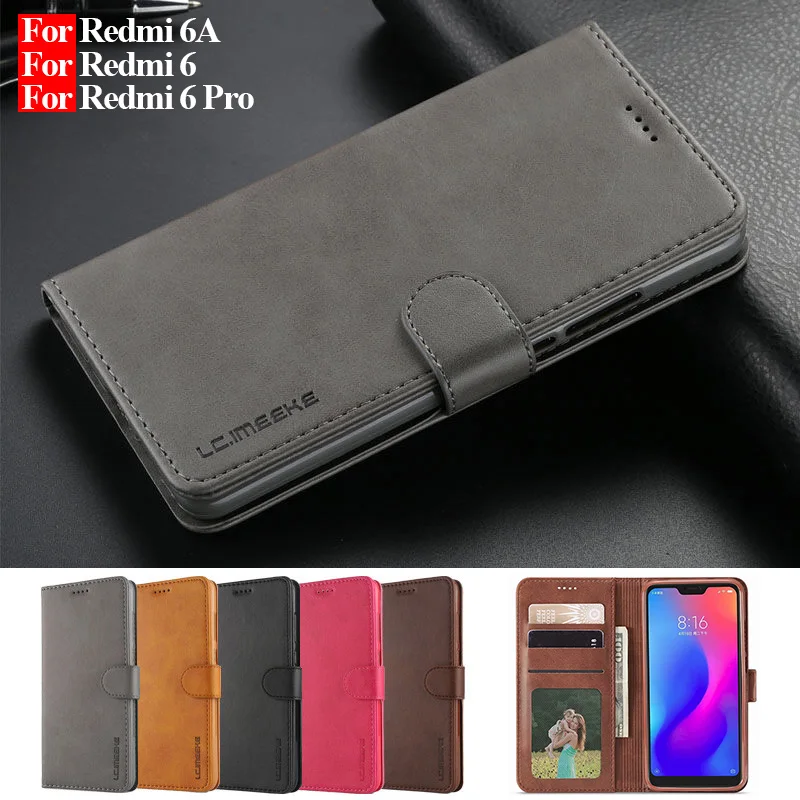 

LOVECOM For Redmi 6 Pro 6 5 5A NOTE 6 Leather Vintage Card Slot Wallet Case For Xiaomi 5X 6X Flip Magnetic Wallet Case Cover