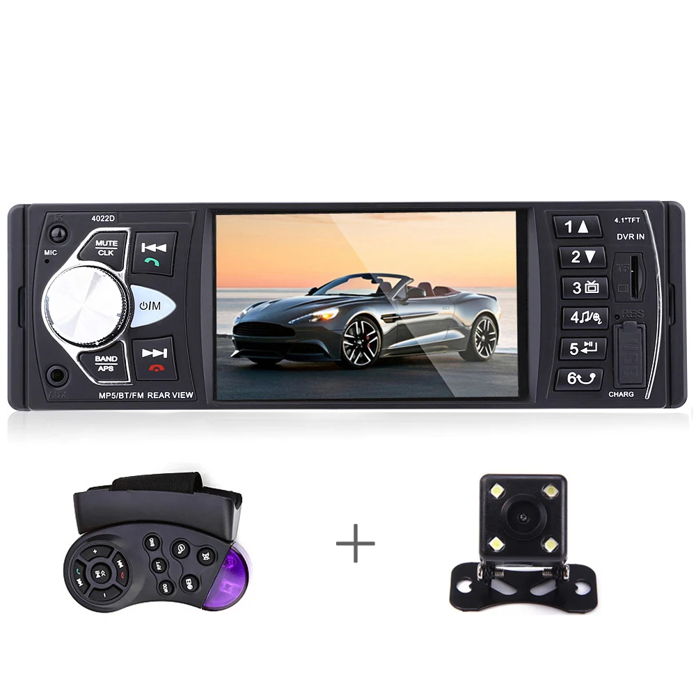 

4022D 4.1 Inch 1 Din Auto Car Radio Audio Stereo Multimedia Player 1Din Bluetooth Autoradio FM USB SD AUX with Rear Camera