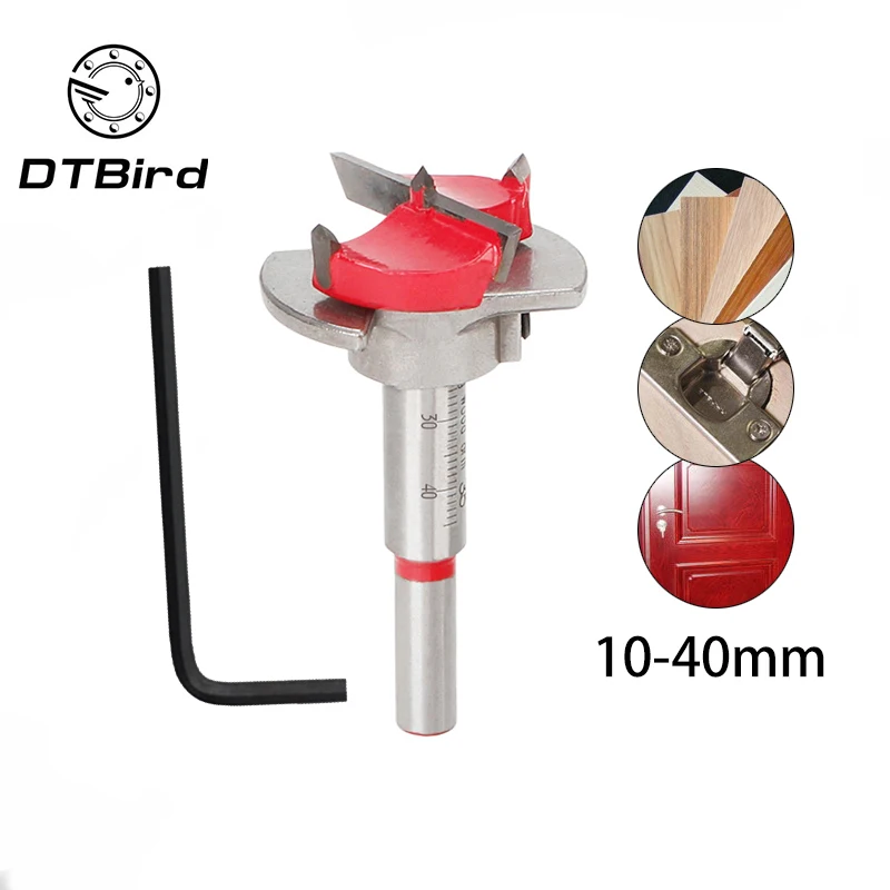  35mm Forstner Auger Drill Bit Wooden Cutter Hex Wrench Woodworking Hole Opener Saw Woodwork Core Mi