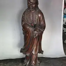 S00415 2" китай буддизм Фиолетовый бронзовый держать Обувь Дамо Бодхидхарма Дхарма статуя Будды