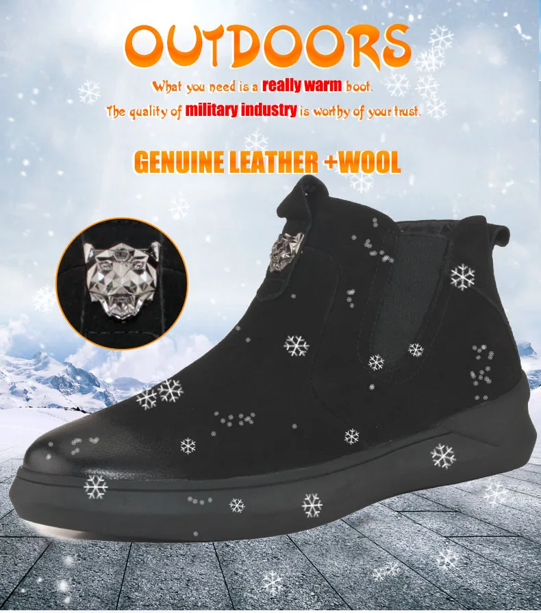 QIANGREN/высококачественные военные мужские зимние ботинки из натуральной кожи на резиновой подошве, прямые поставки с фабрики черные повседневные модные ботинки с головой тигра