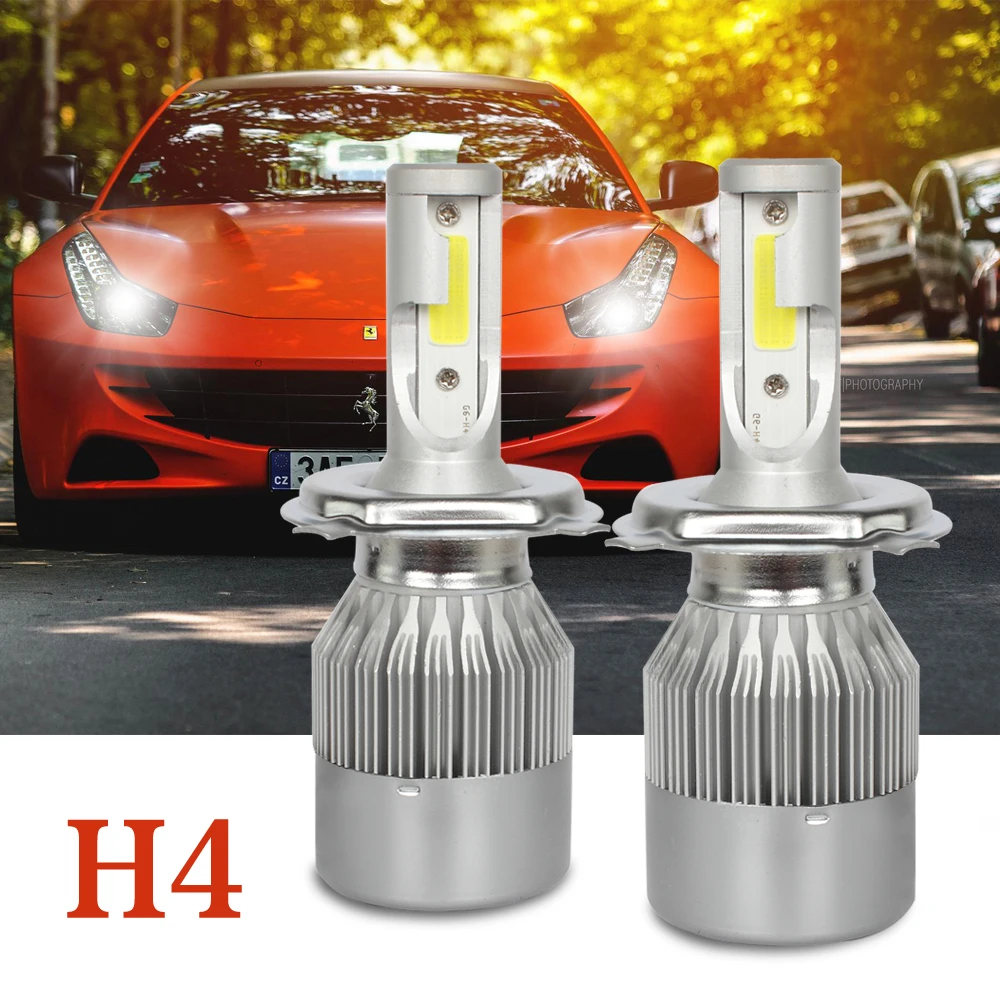 Dream Chaser 2PCS H4 Led Bulbs Auto Car Headlight High Low Beam 72W