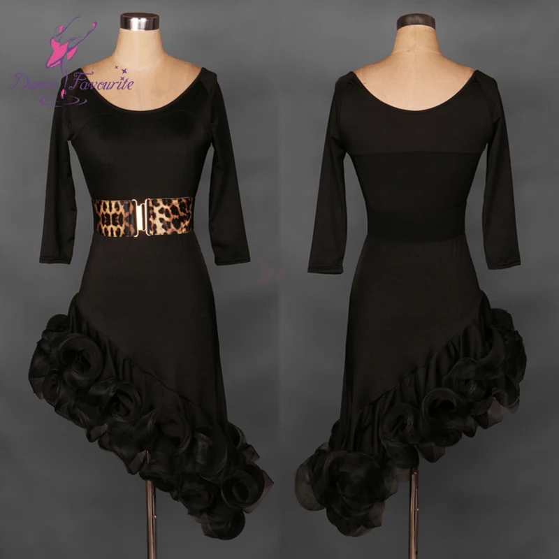 2016 Professional mid sleeve Latin dance dress for women 7 colors for choose plus size dancing