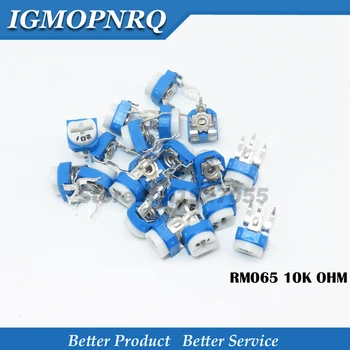 

20PCS RM065 RM-065 10K ohm 103 Trimpot Trimmer Potentiometer horizontal Blue and white potentiometer
