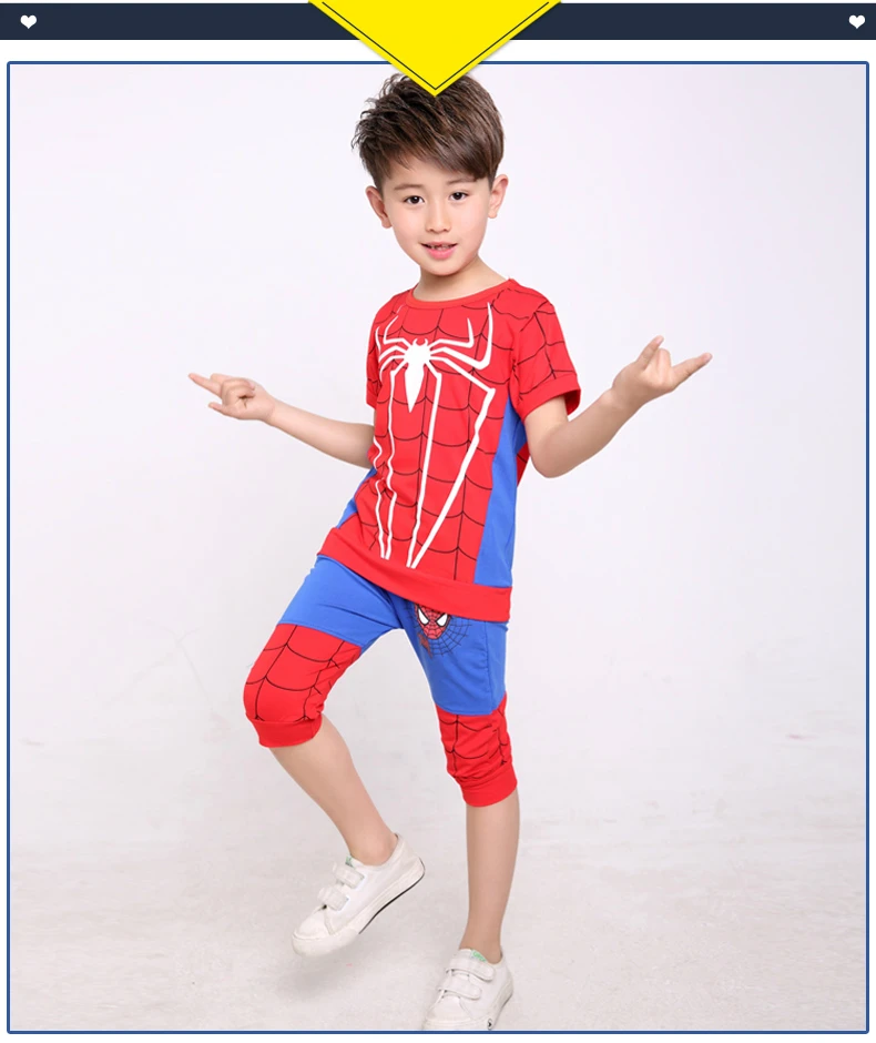 Новинка года, детский летний повседневный костюм с короткими рукавами для мальчиков одежда Altman детская одежда с человеком-пауком комплекты из футболки и штанов