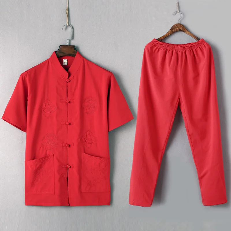 mens cotton linen kung fu shirt uniform black uniforms traditional chinese clothing for men cotton hanfu tai chi tops pants