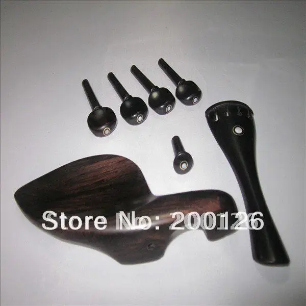 

Size 1/2 Ebony Violin parts Chin Rest,End Pin,Tail piece,4 Tegs, tailpiece gut free charge