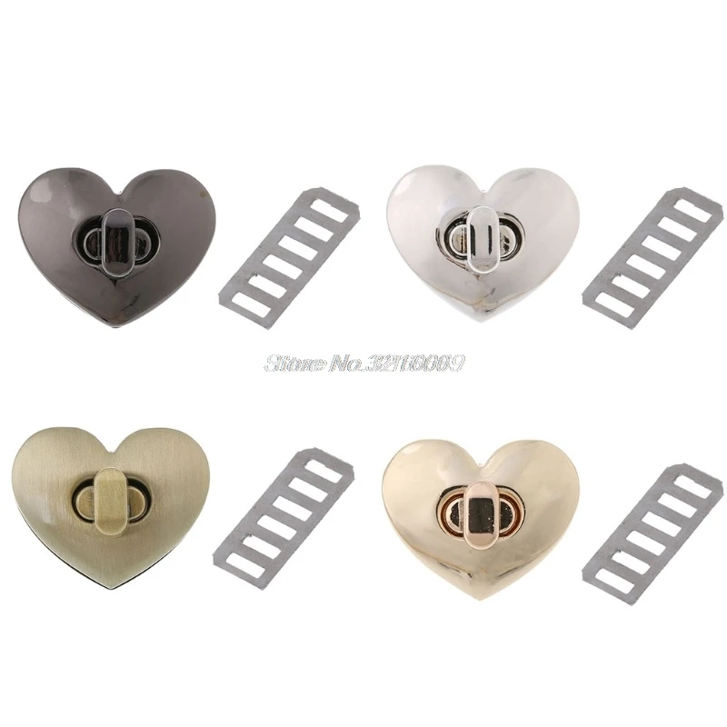 

Heart Shape Clasp Turn Lock Twist Lock Metal Hardware For DIY Handbag Bag Purse Aug24 Drop Ship